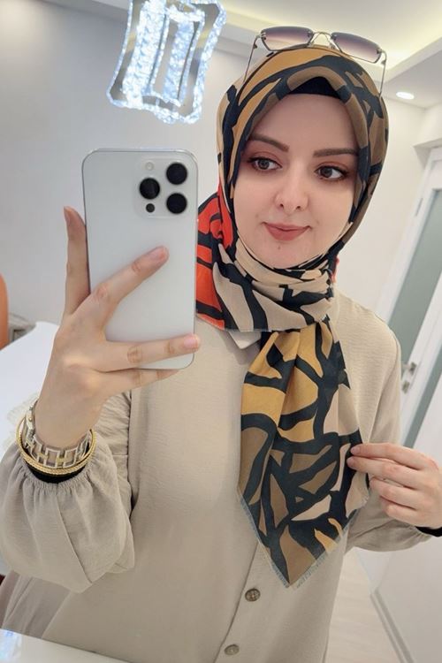 Rüya Koton Eşarp Yaprak Modeli kod:0099