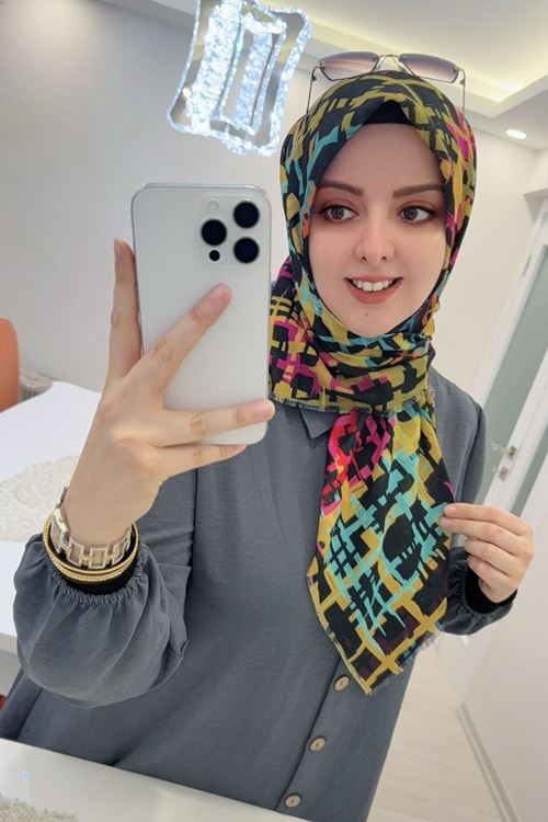 Rüya Koton Eşarp Rengarenk Modeli