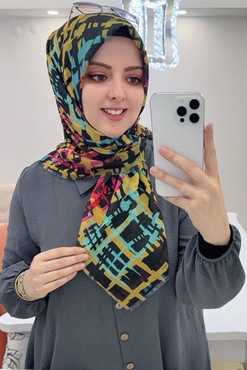 Rüya Koton Eşarp Rengarenk Modeli