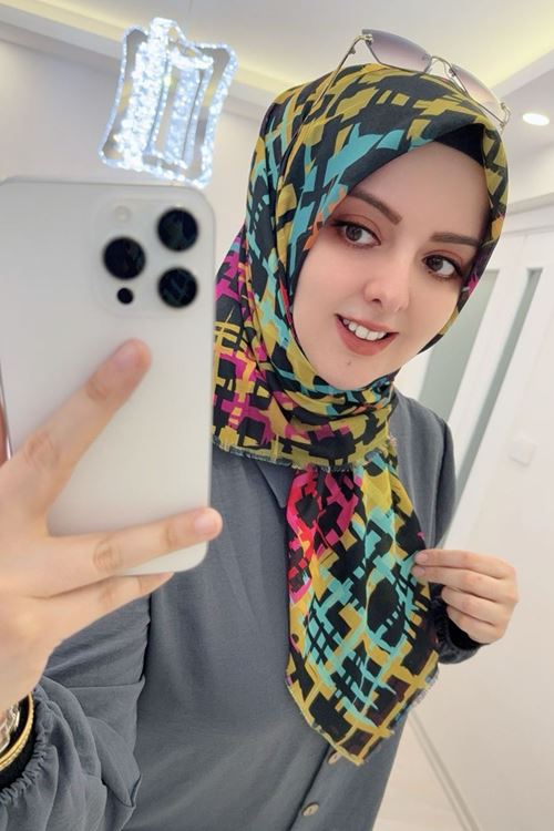 Rüya Koton Eşarp Rengarenk Modeli