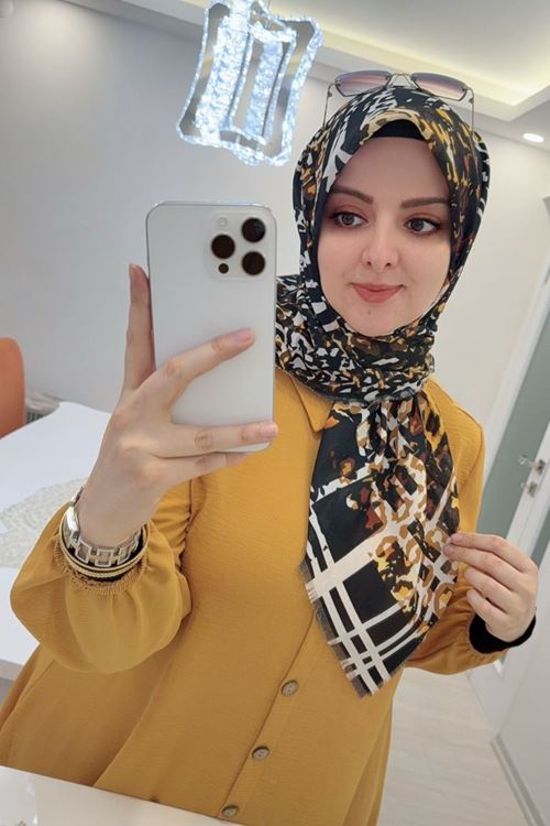 Rüya Koton Eşarp Çizgi Leopar Modeli