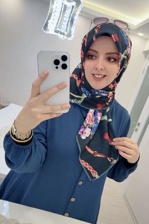 Rüya Koton Eşarp Miray  Modeli  (Lacivert)