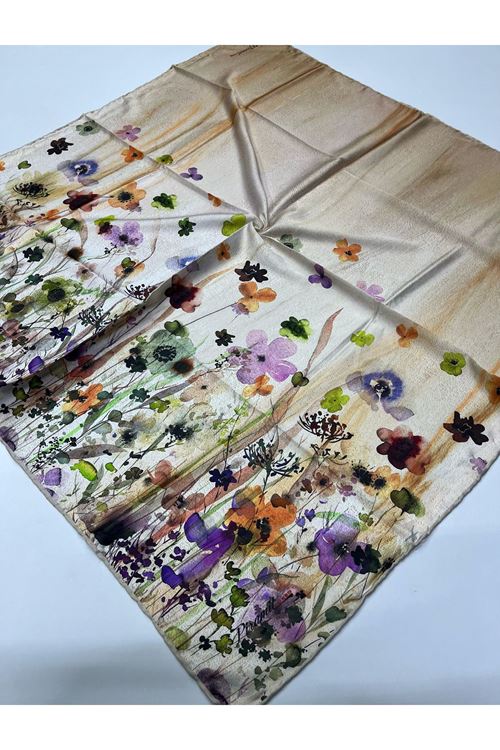 Papatya Desen İpeksi Eşarp 