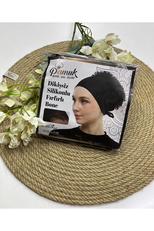 Fırfırlı Silikonlu Bone Siyah