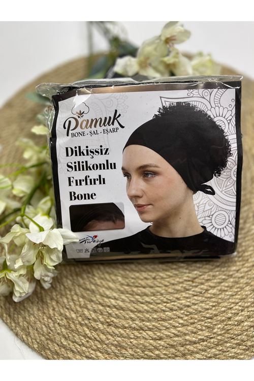 Dikişsiz Silikonlu Fırfırlı Bone Siyah