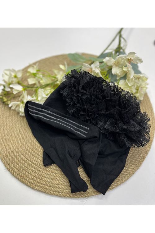 Fırfırlı Silikonlu Bone Siyah