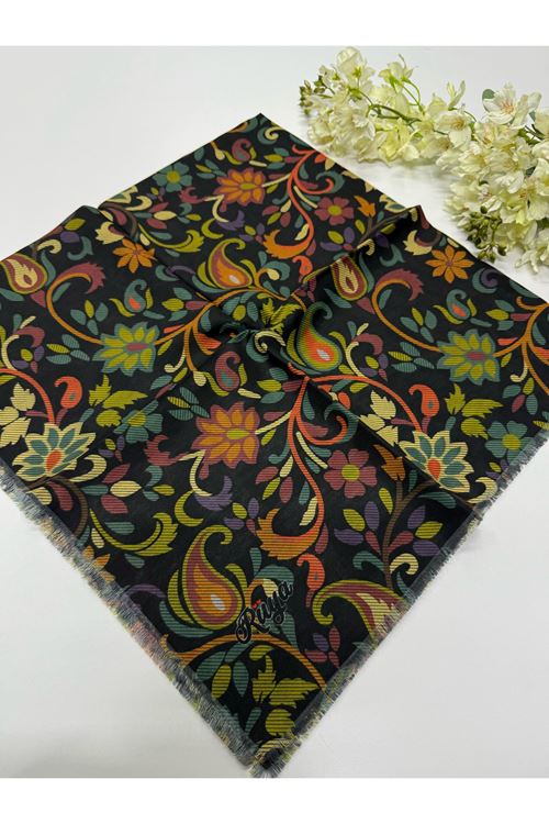 Rüya Koton Eşarp Etnik Çiçek Desen 