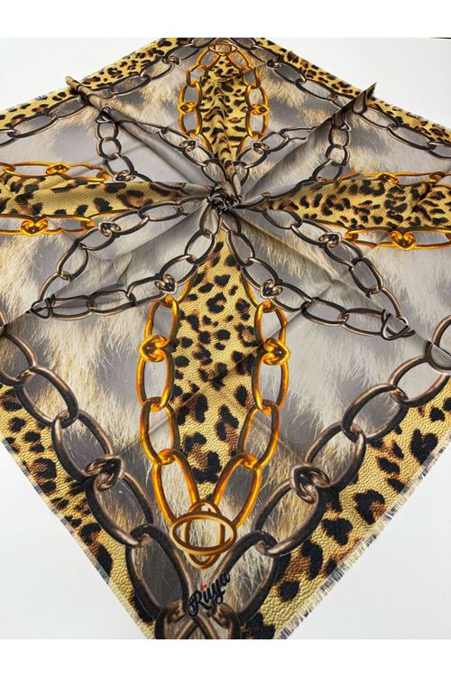 Rüya Koton Eşarp Leopar Zincir Desen 