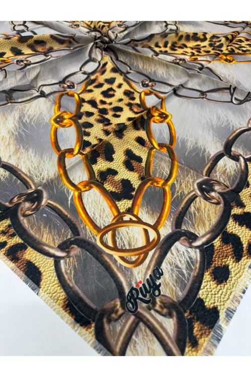 Rüya Koton Eşarp Leopar Zincir Desen 