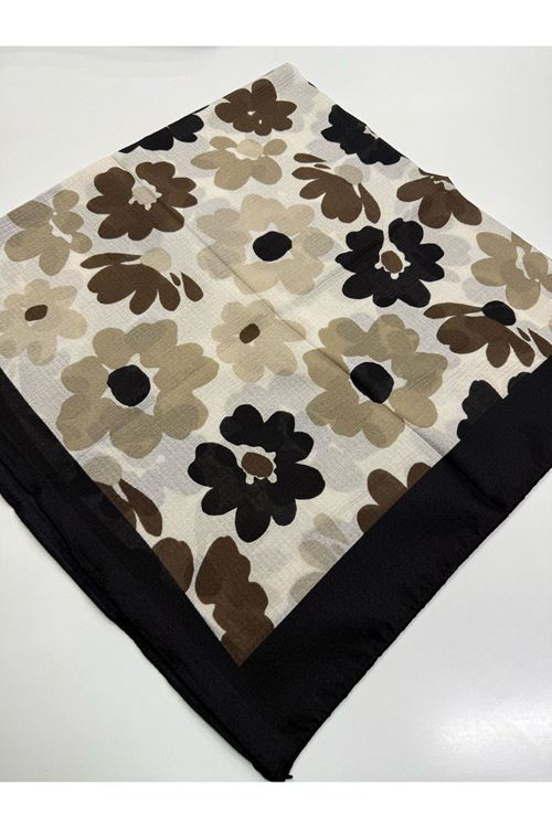Çiçek Desen Naturel Eşarp 