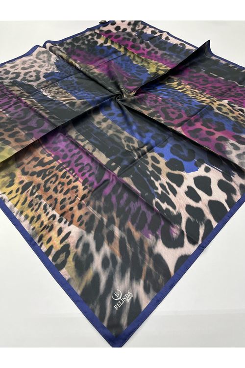 Renkli Leopar Desen Twill Eşarp 