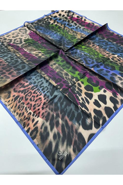 Renkli Leopar Desen Twill Eşarp
