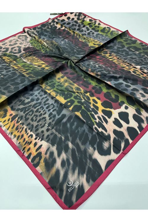 Renkli Leopar Desen Twill Eşarp 
