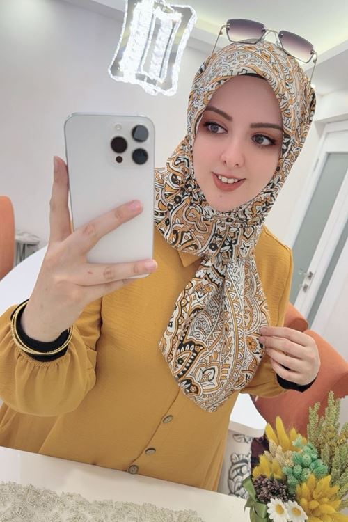 Rüya Koton Eşarp Etnik Desen 