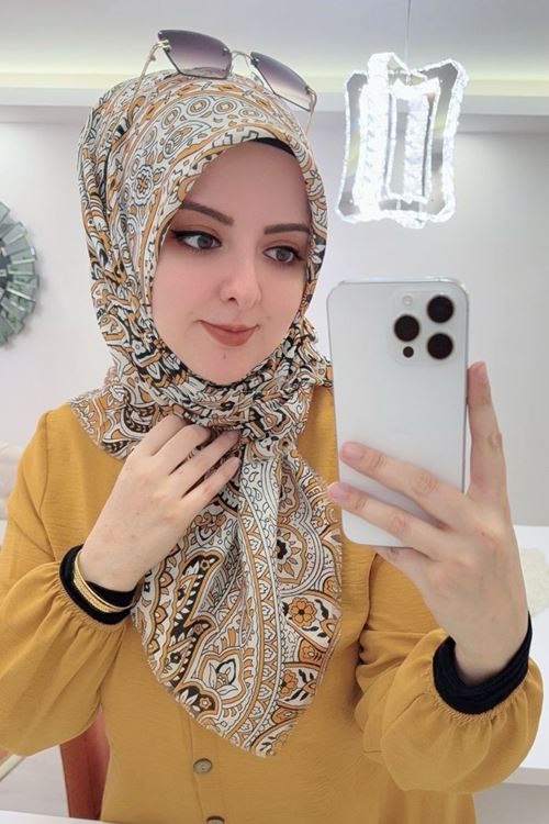 Rüya Koton Eşarp Etnik Desen 