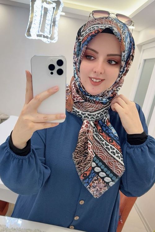Rüya Koton Eşarp Etnik Desen 