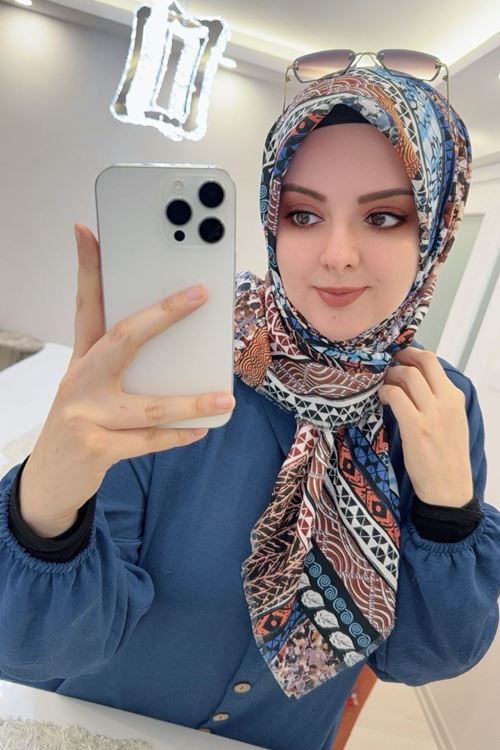 Rüya Koton Eşarp Etnik Desen 
