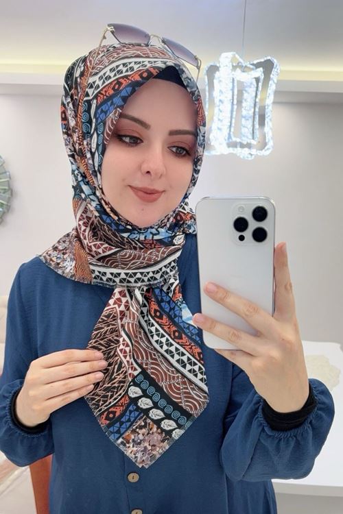 Rüya Koton Eşarp Etnik Desen 