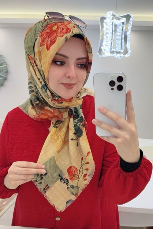 Rüya Koton Eşarp Çiçek Desen 