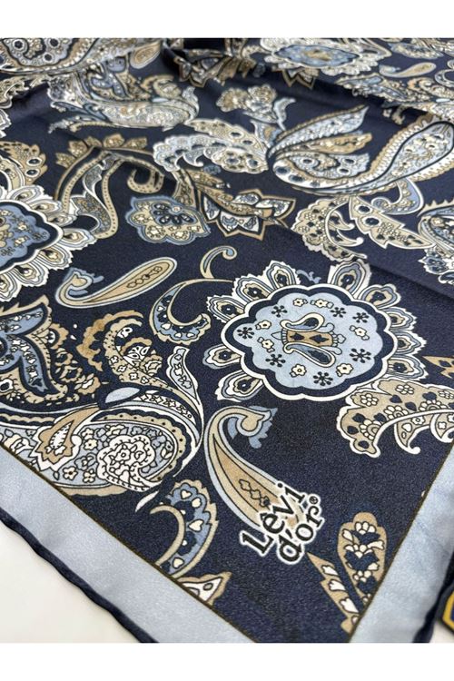 Levidor Kristal Eşarp Etnik  (Lacivert) Kod:1280