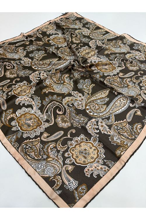 Levidor Kristal Eşarp Etnik (Zemin Acı Kahve) Kod:1280 