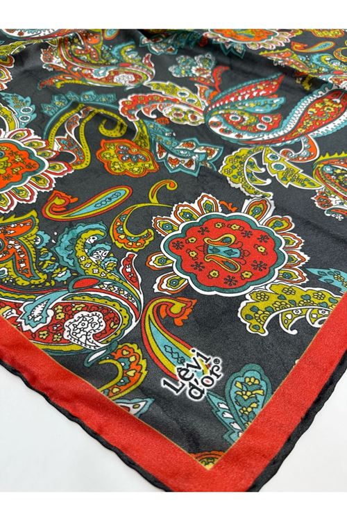 Levidor Kristal Eşarp Etnik (Zemin Antrasit) Kod:1280  