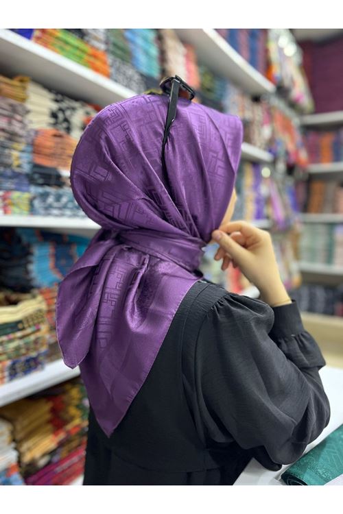 Geometrik Desen Jakar Eşarp (Mor)