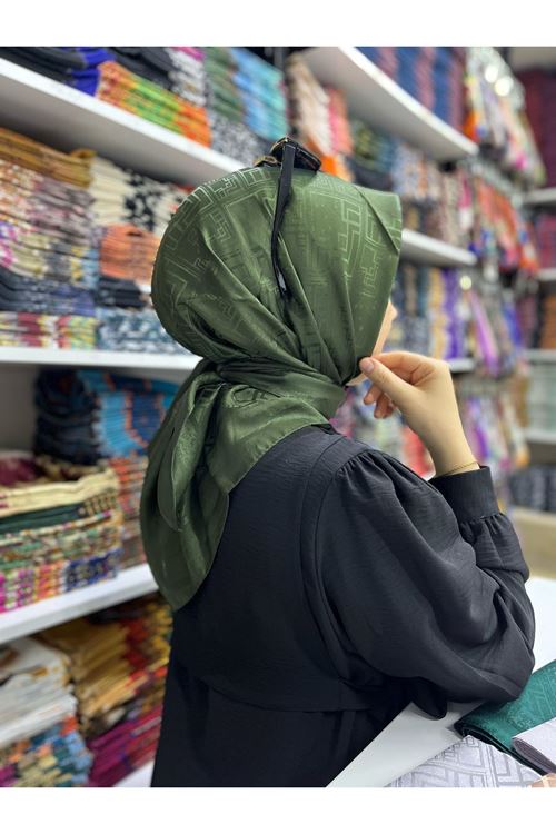 Geometrik Desen Jakar Eşarp (Haki)