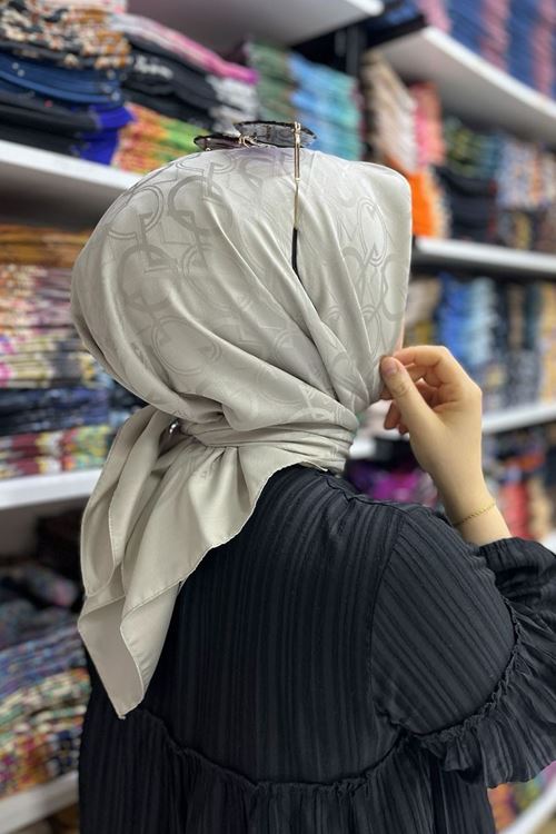 Halka Desen Jakar Eşarp Koyu Taş