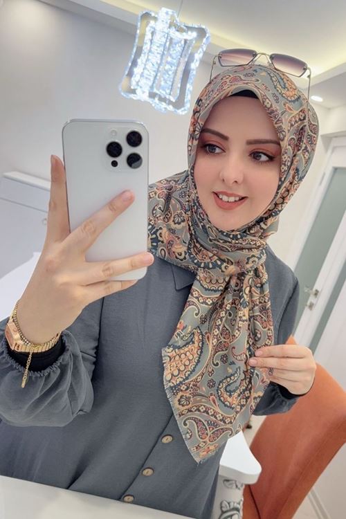 Rüya Koton Eşarp Etnik Desen 