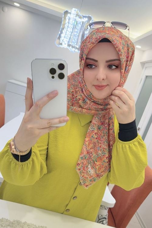 Rüya Koton Eşarp Etnik Desen  