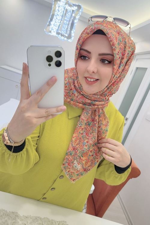 Rüya Koton Eşarp Etnik Desen  