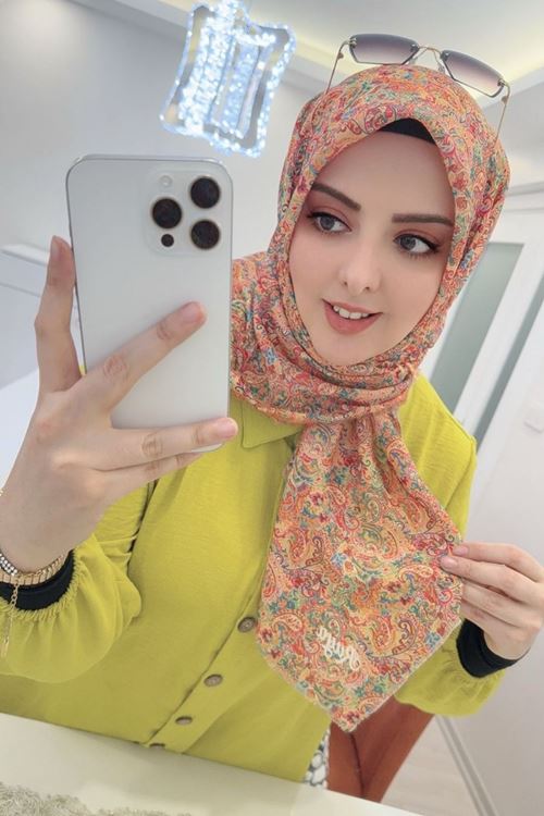 Rüya Koton Eşarp Etnik Desen  