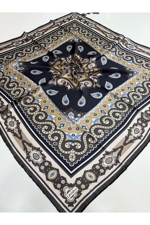 Levidor Hint İpeği Eşarp Kod:1336 (Lacivert)