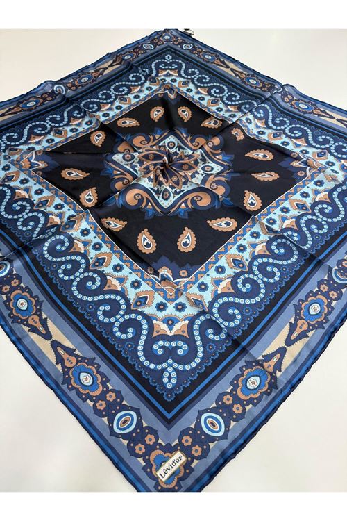 Levidor Hint İpeği Eşarp Kod:1336 (Lacivert)