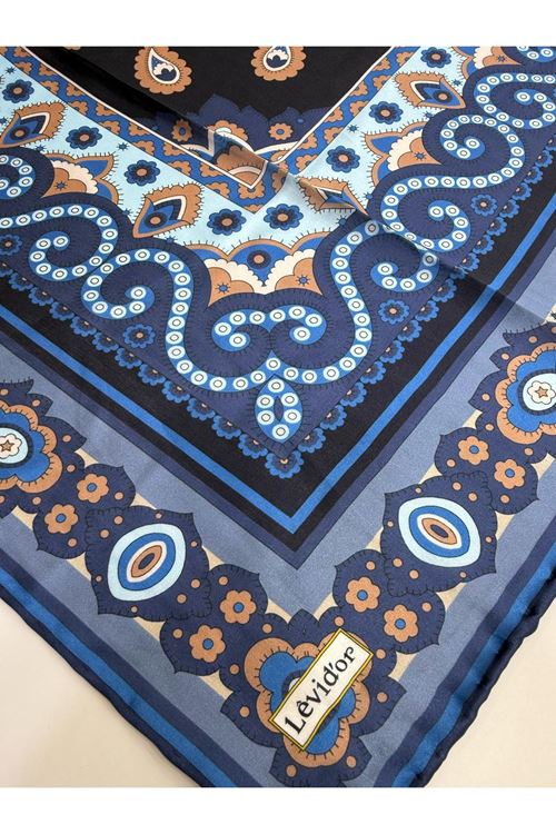 Levidor Hint İpeği Eşarp Kod:1336 (Lacivert)