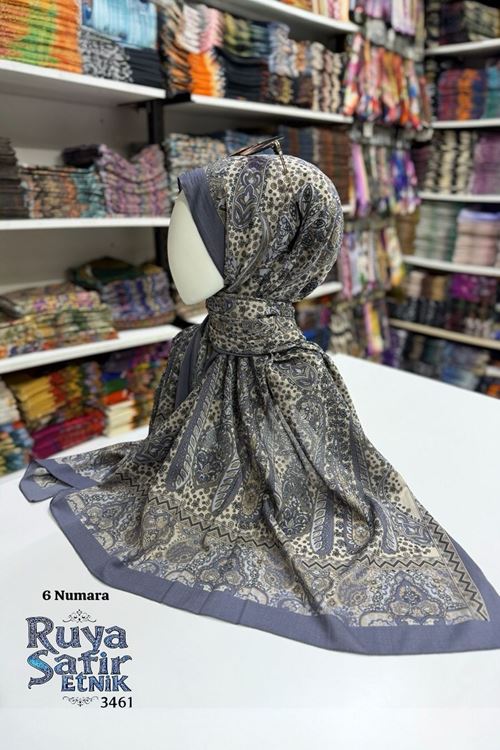 Safir Etnik Naturel Şal Kod:3461 (6 Numara)   
