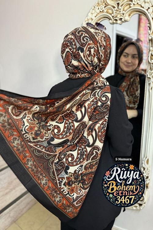 Bohem Etnik Naturel Şal Kod:3467 (5 Numara)  