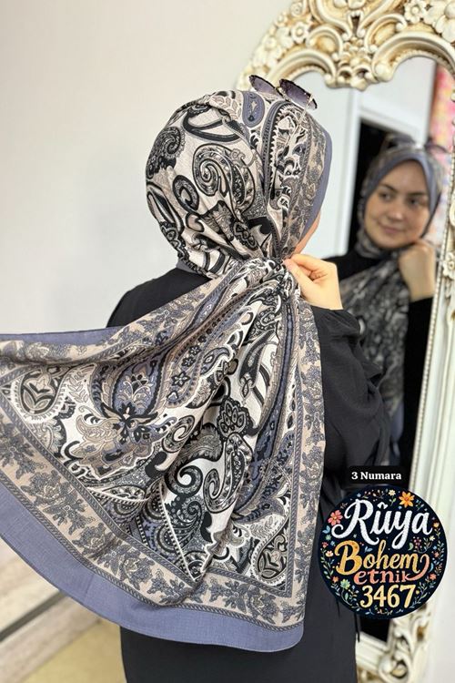 Bohem Etnik Naturel Şal Kod:3467 (3 Numara) 