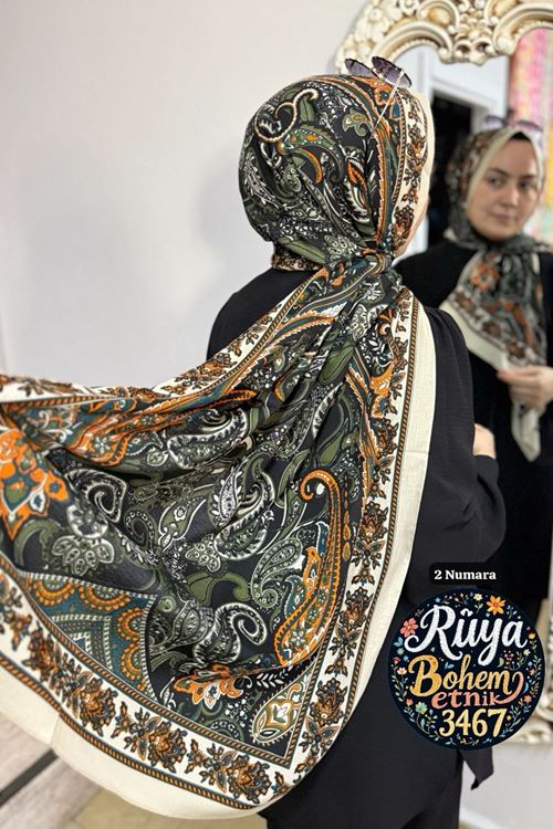 Bohem Etnik Naturel Şal Kod:3467 (2 Numara)