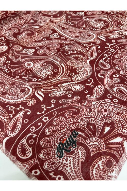 Rüya Koton Eşarp Luna Desen (Bordo) 