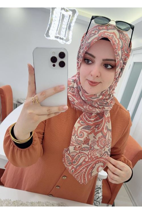 Rüya Koton Eşarp Sira Etnik Desen   