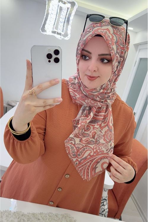 Rüya Koton Eşarp Sira Etnik Desen   