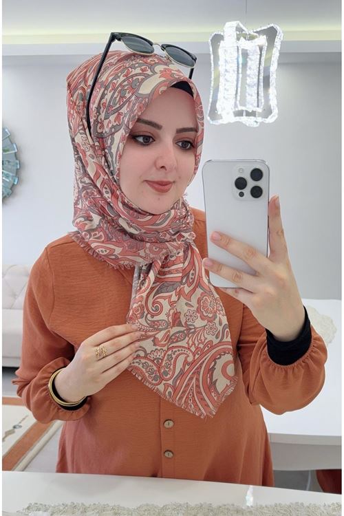 Rüya Koton Eşarp Sira Etnik Desen   