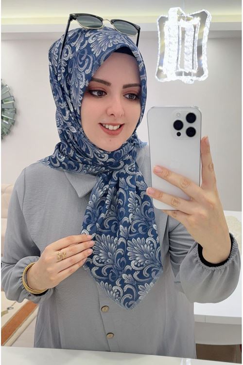 Rüya Koton Eşarp Nehir Desen    