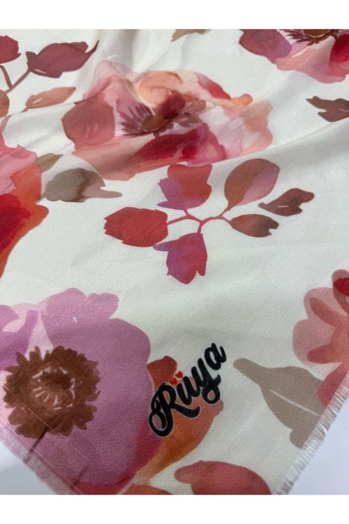 Rüya Koton Eşarp Manolya Desen  