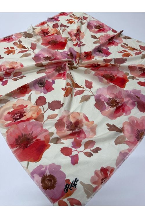 Rüya Koton Eşarp Manolya Desen  