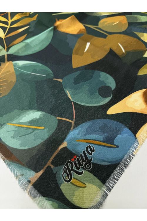 Rüya Koton Eşarp Yaprak Desen   