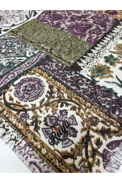 Rüya Koton Eşarp Kırkyama-Çiçek Desen  