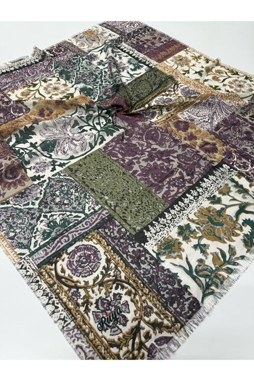 Rüya Koton Eşarp Kırkyama-Çiçek Desen  